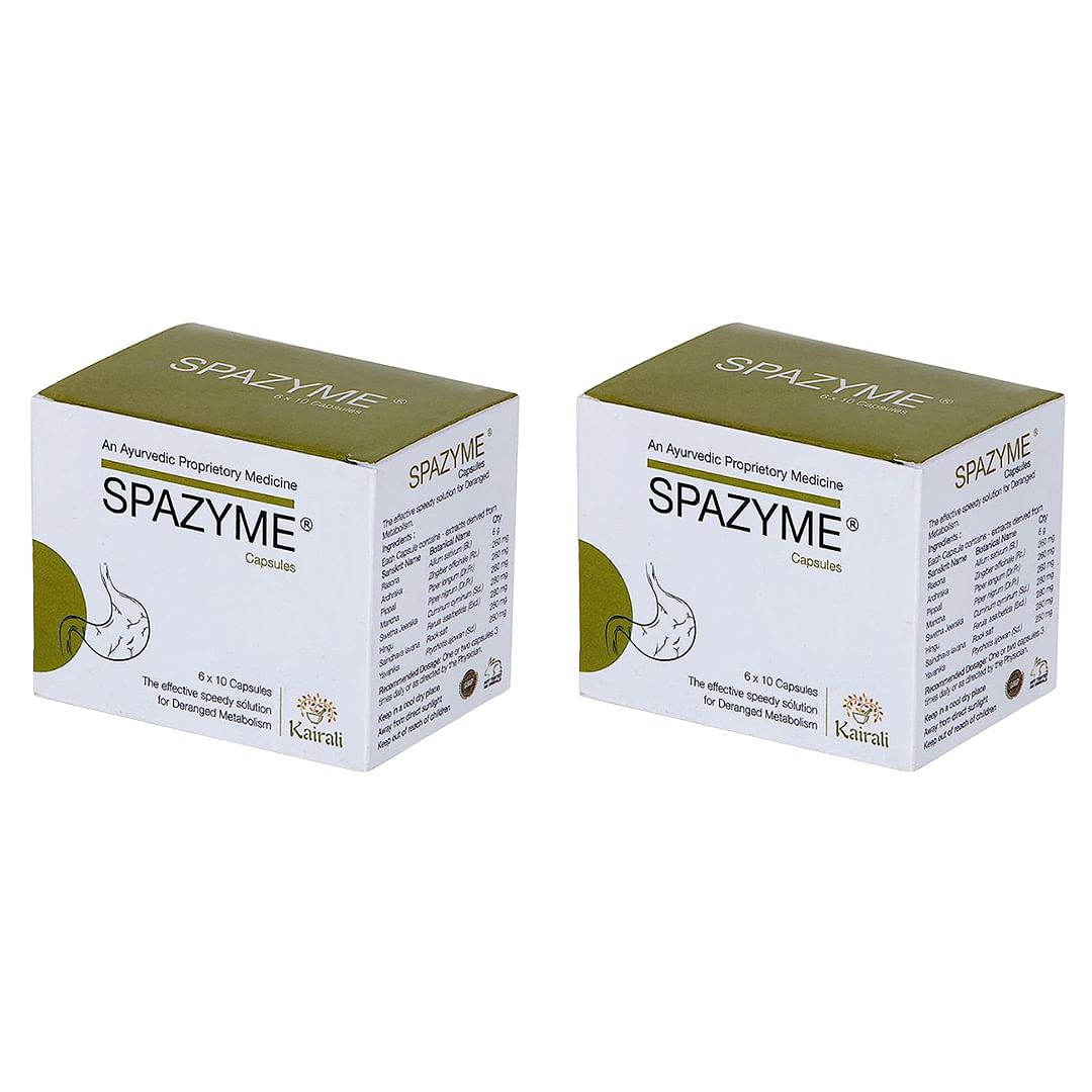 

Kairali Spazyme Capsule - The effective speedy solution for Deranged Metabolism Pack of 2 (6 x 10 Capsules)