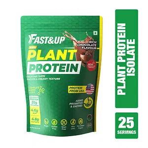 Fast&Up Plant Protein - 26g Certified Protein from USA with 4.6g BCAA, 4.8g Glutamine. Smooth & Creamy Protein to Support Muscle Health & Recovery, Everyday Fitness & Nutrition – 25 servings, Chocolate flavour
