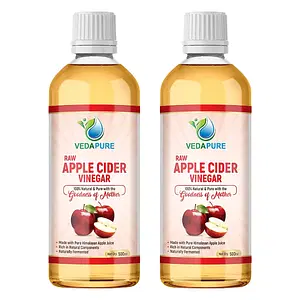 Vedapure Natural Organic Raw Apple Cider Vinegar (Sirka) With Mother Helps In Fat Cutter, Body Detox & Digestion | Unfiltered & Undiluted | 500 ML - Pack of 2