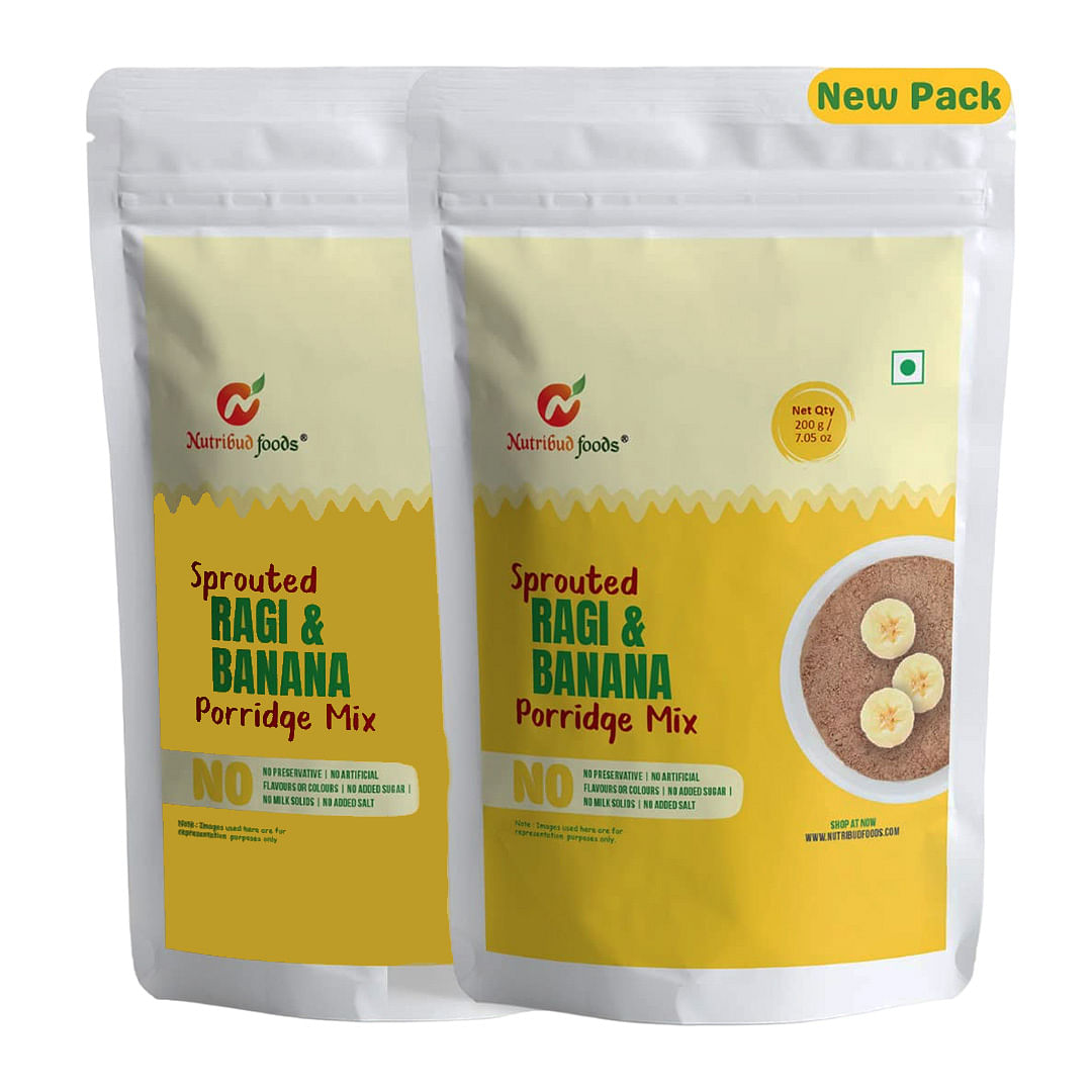 

Nutribud Foods Sprouted Ragi and Banana Porridge Mix, 200 Gm (Pack of 2)