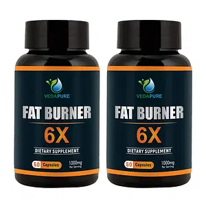 VEDAPURE Fat Burner 6X Dietary Supplements with Green Coffee Bean Extract, Green Tea & Garcinia Cambogia Extract Helps in Weight Loss, Belly Fat For Men & Women 60 Caps (Pack of 2)
