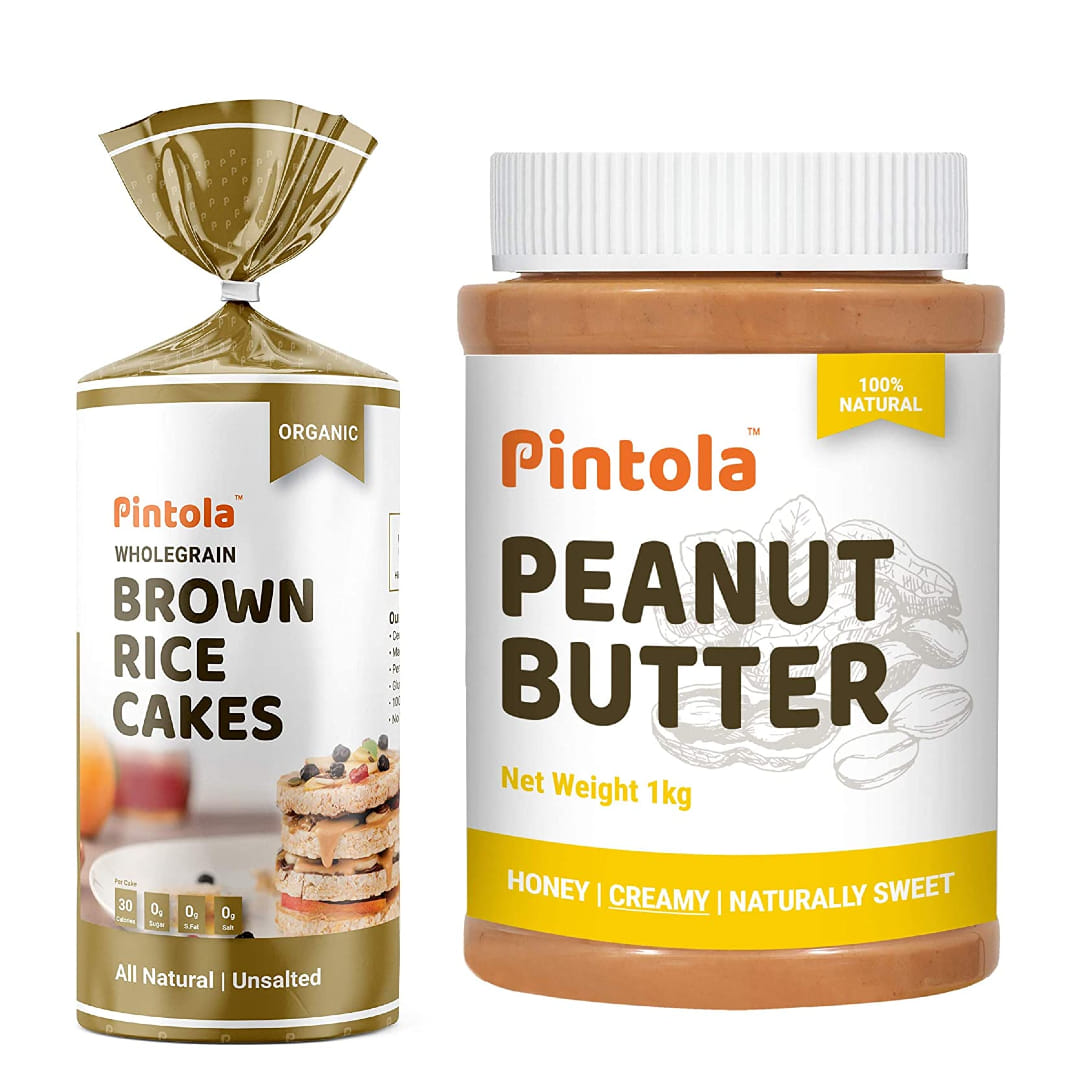 Pintola Organic Wholegrain Brown Rice Cakes (All Natural, Unsalted) (Pack of 1) + Pintola All Natural Honey Peanut Butter (Creamy) (1kg)-image-7