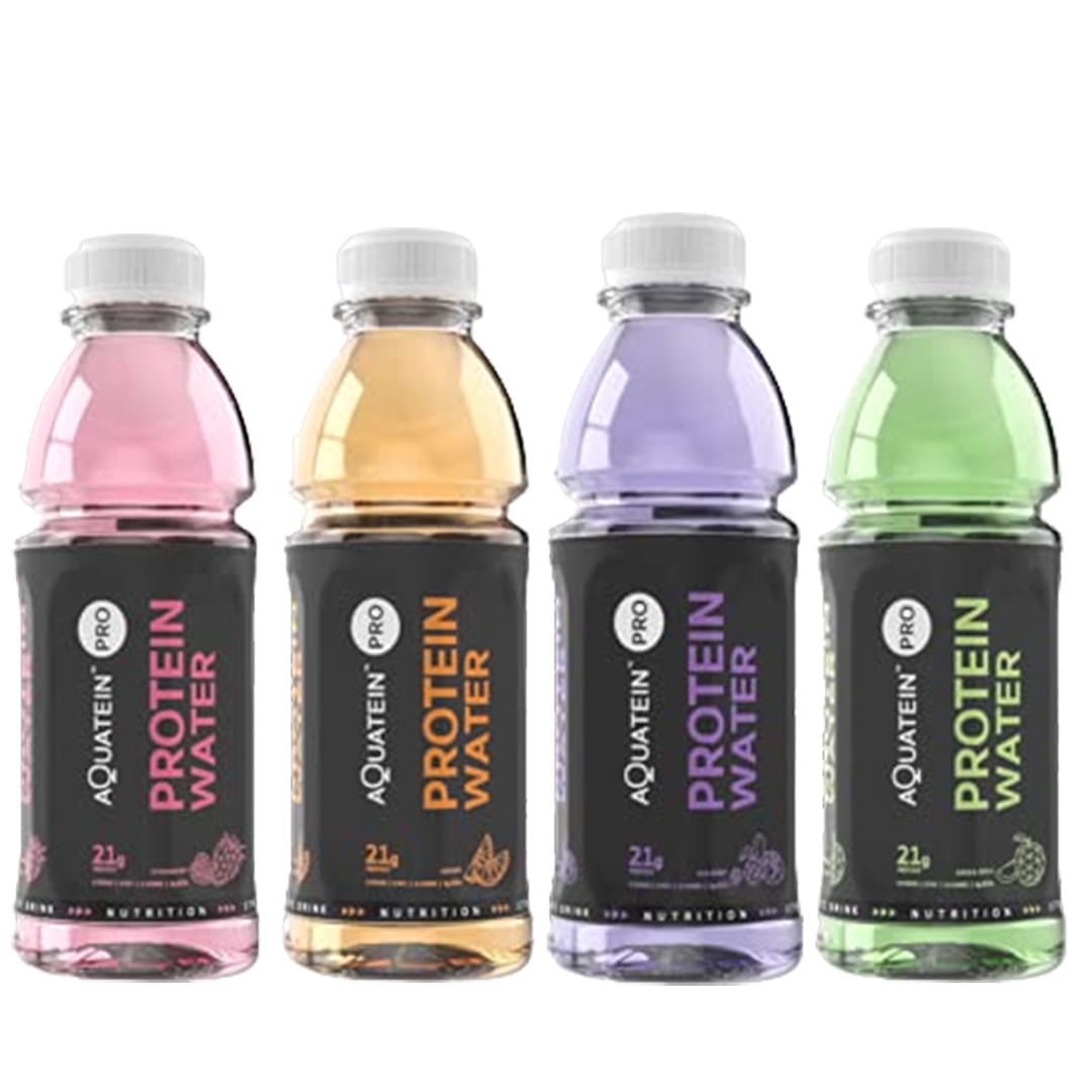 

Aquatein Pro 21g Ready To Drink Protein Water With 6G BCAA & 4G Glutamine (Orange, Strawberry, Green Apple, Mixed Berry) Pack of 24