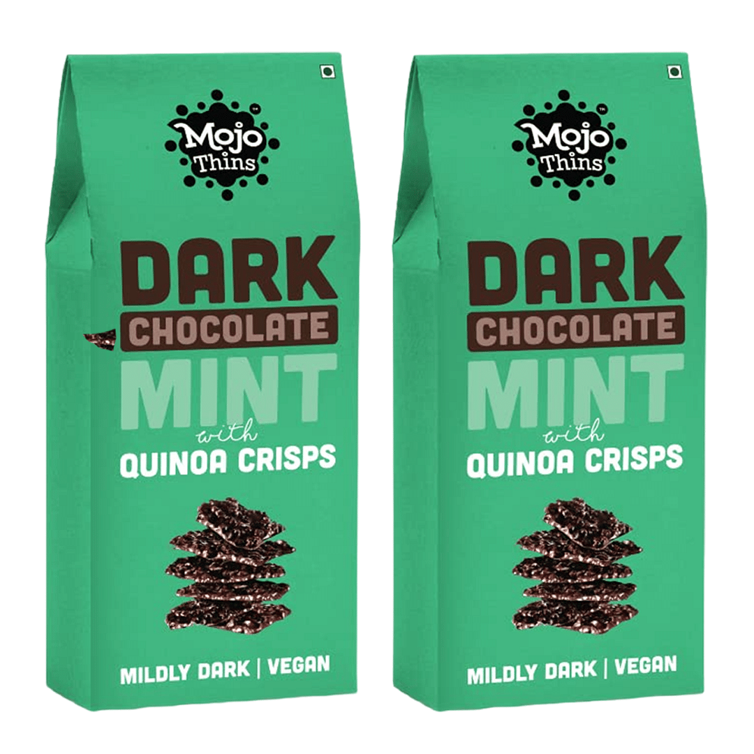 

Mojo Bar Thins - Dark Chocolate Mint with Quinoa Crisps (Vegan, Portion Controlled), 216 GM