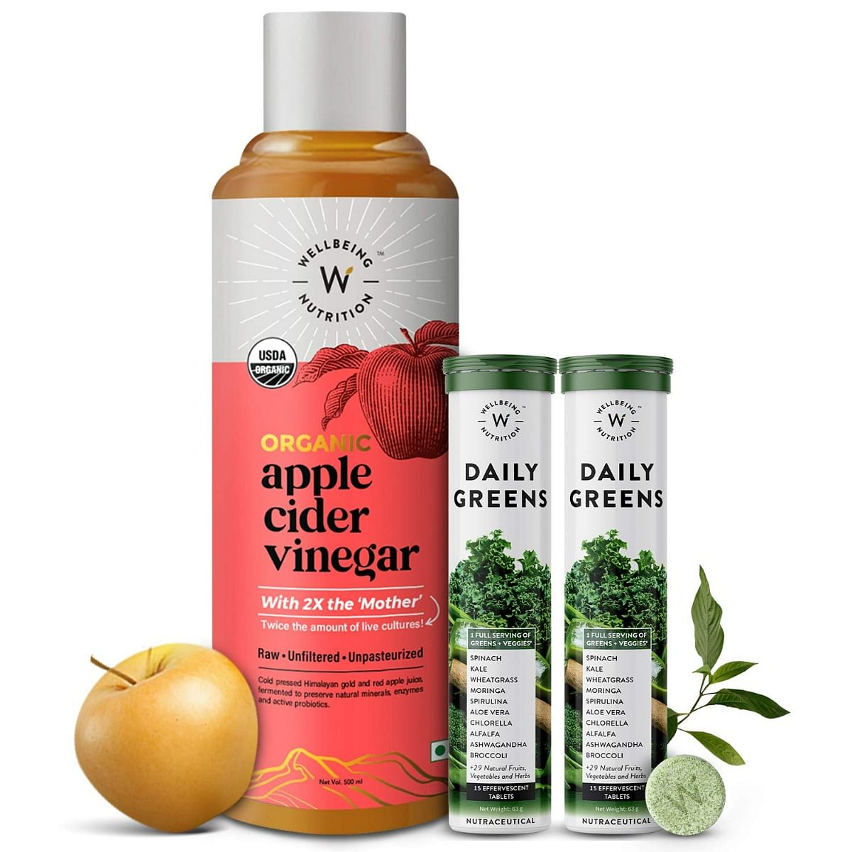 Wellbeing Nutrition USDA Organic Apple Cider Vinegar 500ml with 2X ...