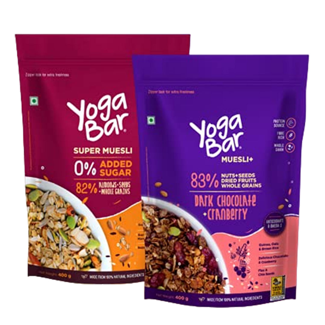 Yogabar Wholegrain Breakfast Muesli | Dark Chocolate Cranberry | No ...