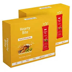Hearty Bite Energy Bars (Walnut, Almonds, Chia, Flax Seeds, Pumpkin Seeds, Black Raisins, Oats, Dates)(Cranberry Flavor, Pack of 10 x 2)