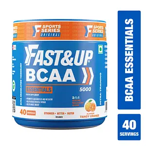 FAST&UP BCAA Basic (45 Servings, Orange Flavour) BCAA Supplement Powder with 2:1:1 Ideal Ratio Leucine, Isoleucine & Valine-Pre/Post & Intra Workout Supplement For Recovery & Performance Boost, White