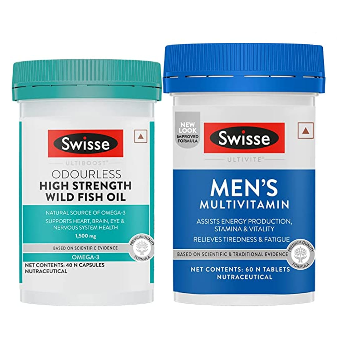 Swisse Men's Health Super Combo - Mens Multivitamin (60 Tablets) & Fish Oil (40 tablets)