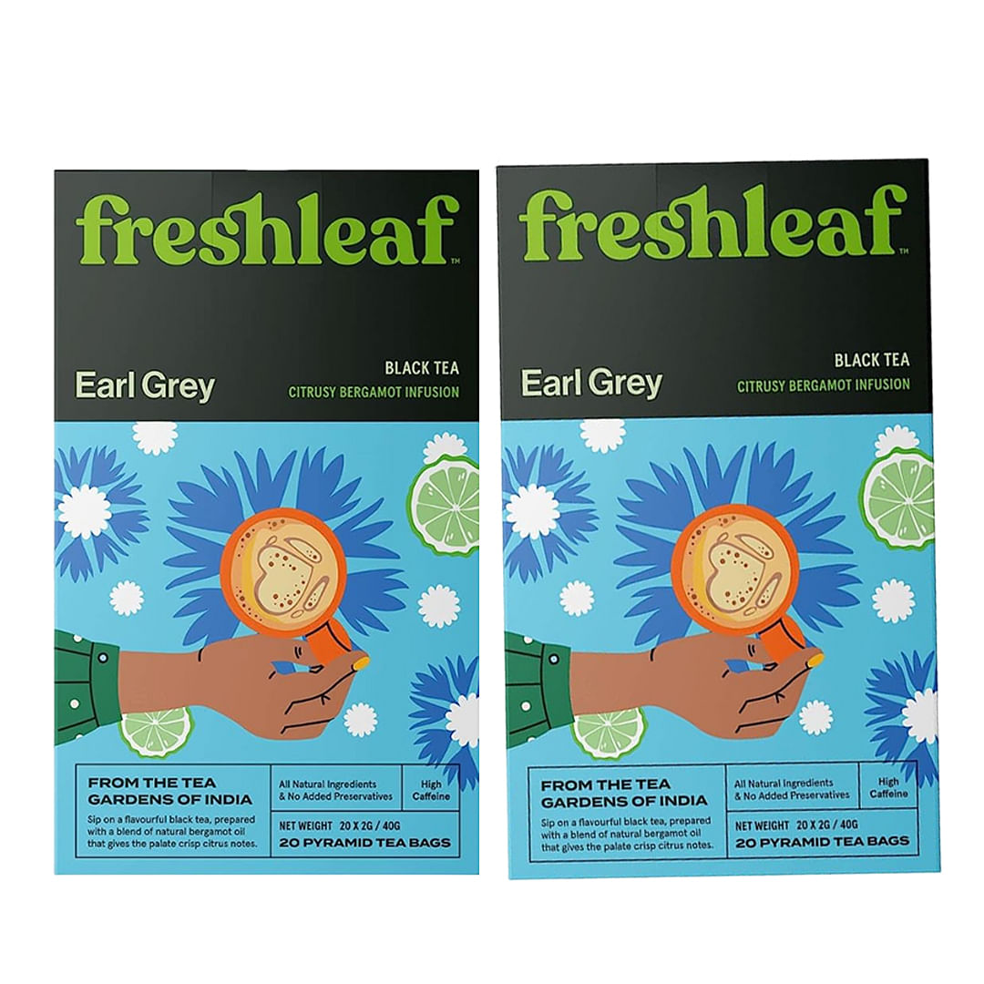 

FRESHLEAF Earl Grey Black Tea a Delectable Refreshing Drink, Premium Black Tea, Rich Flavour, 100% Whole Long Leaf, 40 Pyramid Tea Bags, 80 Grams