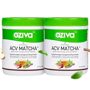 OZiva Plant Based Apple Cider Vinegar Matcha, | OZiva ACV with Mother and Matcha Tea for Weight Loss, Better Metabolism & Gut Health | With Licorice & Pomegranate (ACV Matcha, Pack of 2)