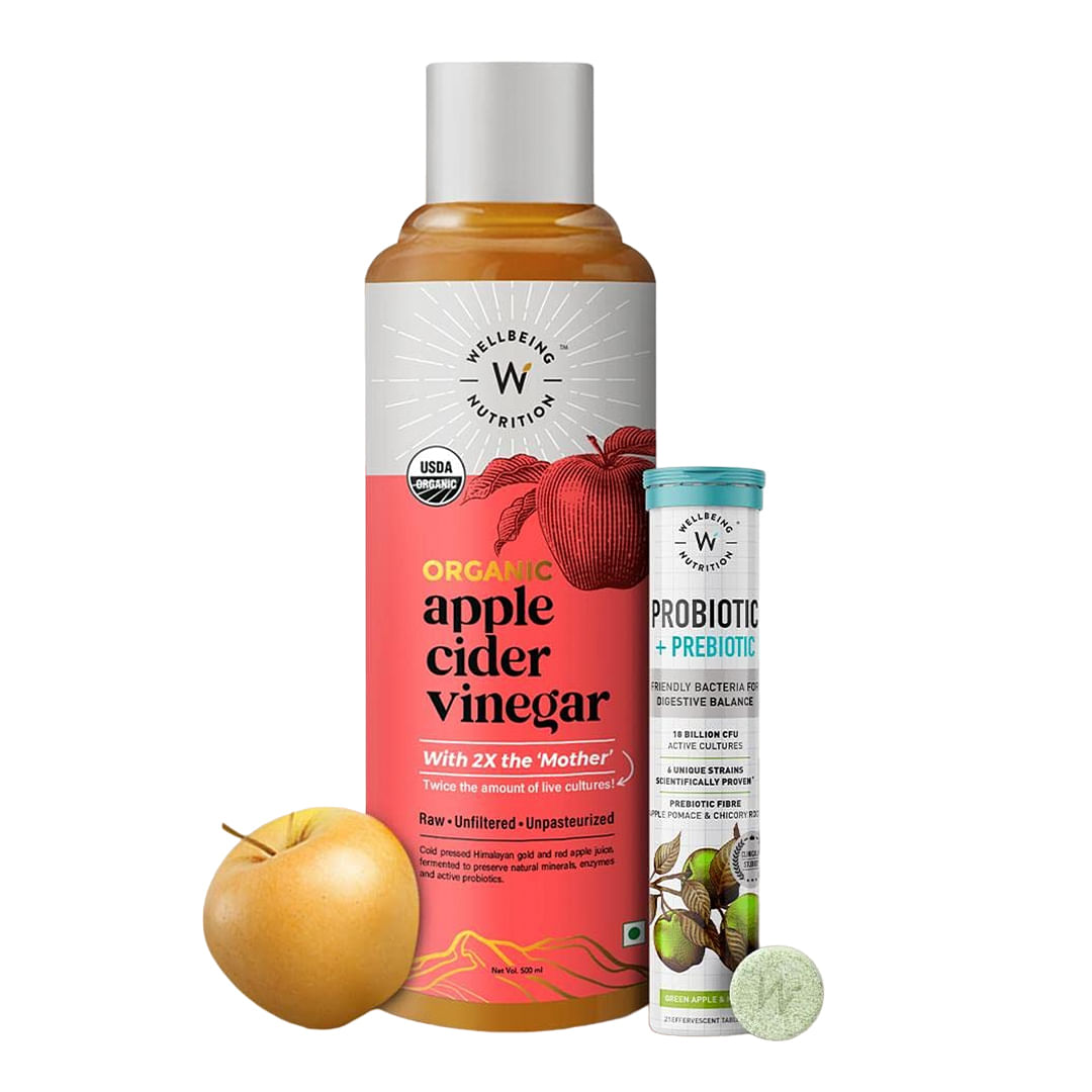 Wellbeing Nutrition Daily Probiotic + Prebiotic & Organic Apple Cider ...