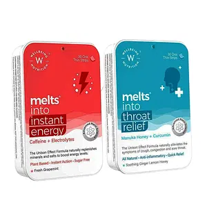 Wellbeing Nutrition Melts Instant Energy & Melts Sore Throat Relief- 60 Oral Thin Strips