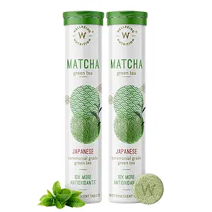 Wellbeing Nutrition Organic Japanese Ceremonial Matcha Green Tea for Energy & Focus| High in ANTIOXIDANTS for Skin, Dark Circles & Weight Management (40 Effervescent Tablets) Pack of 2