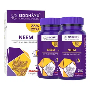 Siddhayu Neem Tablet (From the house of Baidyanath) | Natural Skin Support | Blood Purifier | Anti Acne and Pimples | (60 + 20 Tablets Free) - Pack of 2