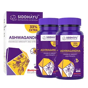 Siddhayu Ashwagandha Tablet | Enhances Immunity and Strength | 60 + 20 Tablets (40 Pills Free) ( Pack of 2 )