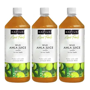 Kapiva Wild Amla Juice (3L) | Suitable for healthy Hair & Skin | Detox juice for weight loss | Natural Source of Vitamin C | Organic & Natural Juice Made With Cold Pressed Amla from Pratapgarh | No Added Sugar | Super Saver Pack of 3
