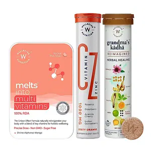 Wellbeing Nutrition Daily Immunity Booster Kit - Ayurvedic Kadha for Cold & Cough | Vitamin C & Zinc | Melts Multivitamin