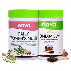 OZiva Daily Women’s Multi | Multivitamin capsules for Women with Shatavari & Brahmi | Supplements for Hormonal Balance & Stress Management (Wellness combo Pack)