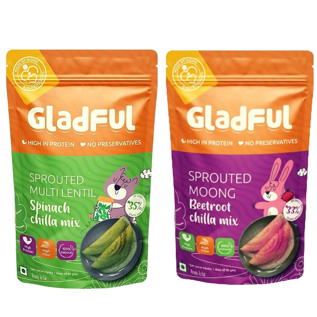 

Gladful Sprouted Lentils & Millets Instant Chilla Dosa Mix, Natural Healthy Protein & Fiber-Rich Breakfast for Kids And Families, 200 G (Pack Of 2,...