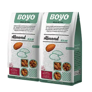 BOYO 100% Natural California Almonds 500g (2 x 250g) - Badam, Vegan and Gluten Free Dry Fruit for Morning Consumption, Crunchy