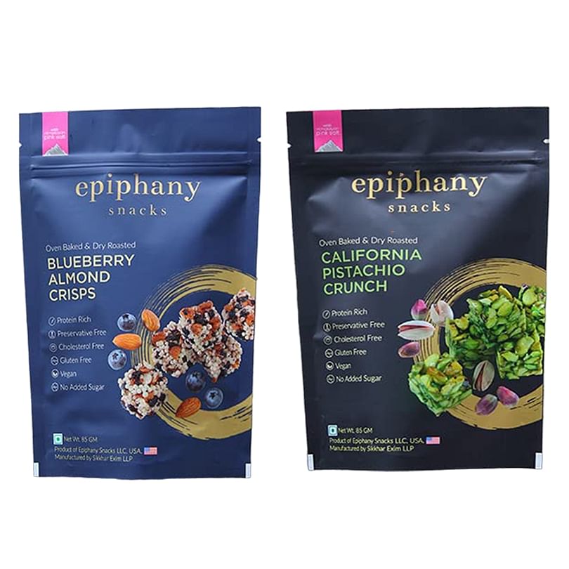 

EPIPHANY Blueberry and Pistachio Protein Bar Dry Fruit Chikki Crunch Healthy & Tasty Blueberry Almond Crisps with California Pistachio Crunch Snack...