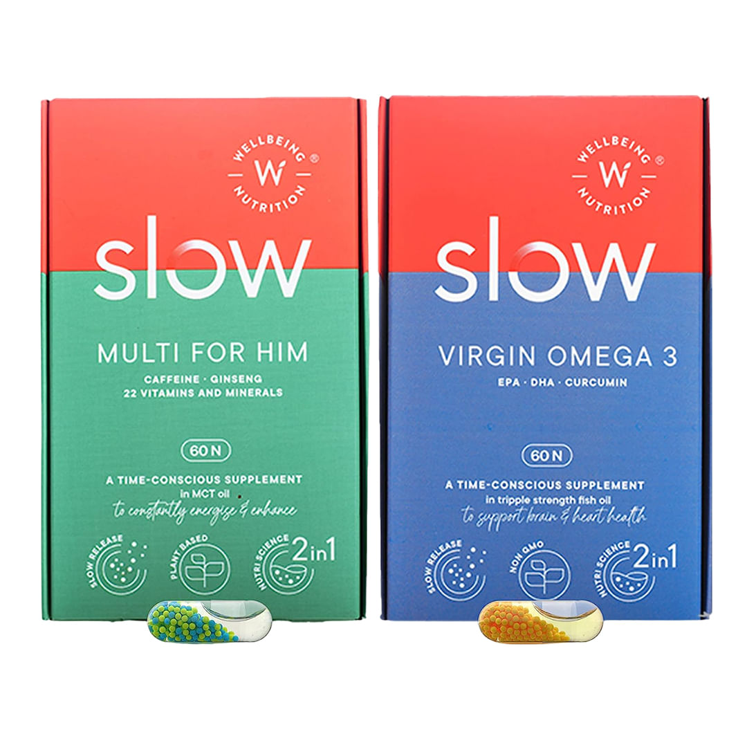 Wellbeing Nutrition Slow Multivitamin and Fish Oil Combo Plant