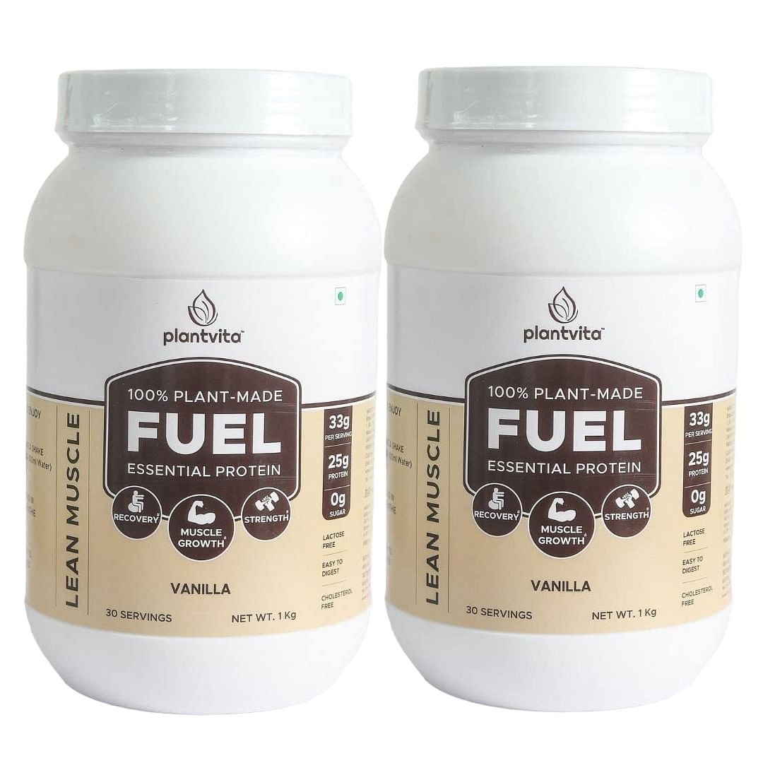 

PlantVita FUEL Plant Protein Vanilla 1Kg x2, 25g Vegan, Pea & Brown Rice Protein Blend with Turmeric Extract BCAAs for Muscle Recovery & Growth, So...