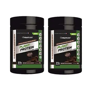 PROTUFF Plant Protein, Belgian Chocolate, Pack of 2, 25g Vegan Protein, 5.37g BCAAs, Clinically Proven Ingredients, Superfoods, No added Sugar, Protein for Women and Men (Belgian Chocolate 400g)
