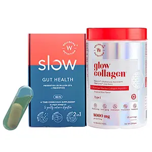 Wellbeing Nutrition Clear Skin Kit | Japanese Marine Collagen with SkinAx² & Gut Health Slow Release Capsules for Blemish & Acne Free, Radiant Skin (250gms + 60 capsules)