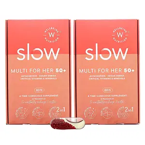 Wellbeing Nutrition Slow | Multivitamin for Women 50+ | 100% RDA of 23 Vitamins & Minerals, Antioxidants| Astaxanthin & Vegan Omega 3 in Flaxseed Oil |Energy, Menopause, Bone (60 Capsules -Pack of 2)