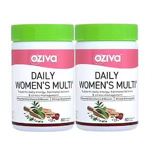 OZiva Daily Women’s Multi | Multivitamin for Women with Shatavari & Brahmi | Supplements for Hormonal Balance & Stress Management (Women's Daily Multi - 120 capsules ( Pack of 2))