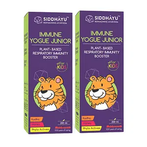 Siddhayu Immune Yogue Junior | Natural Ayurvedic Immunity Booster for Kids| Ayurvedic Medicine for Kids | Kadha with Honey for Cold and Cough 200 ml X 2 (Pack of 2)