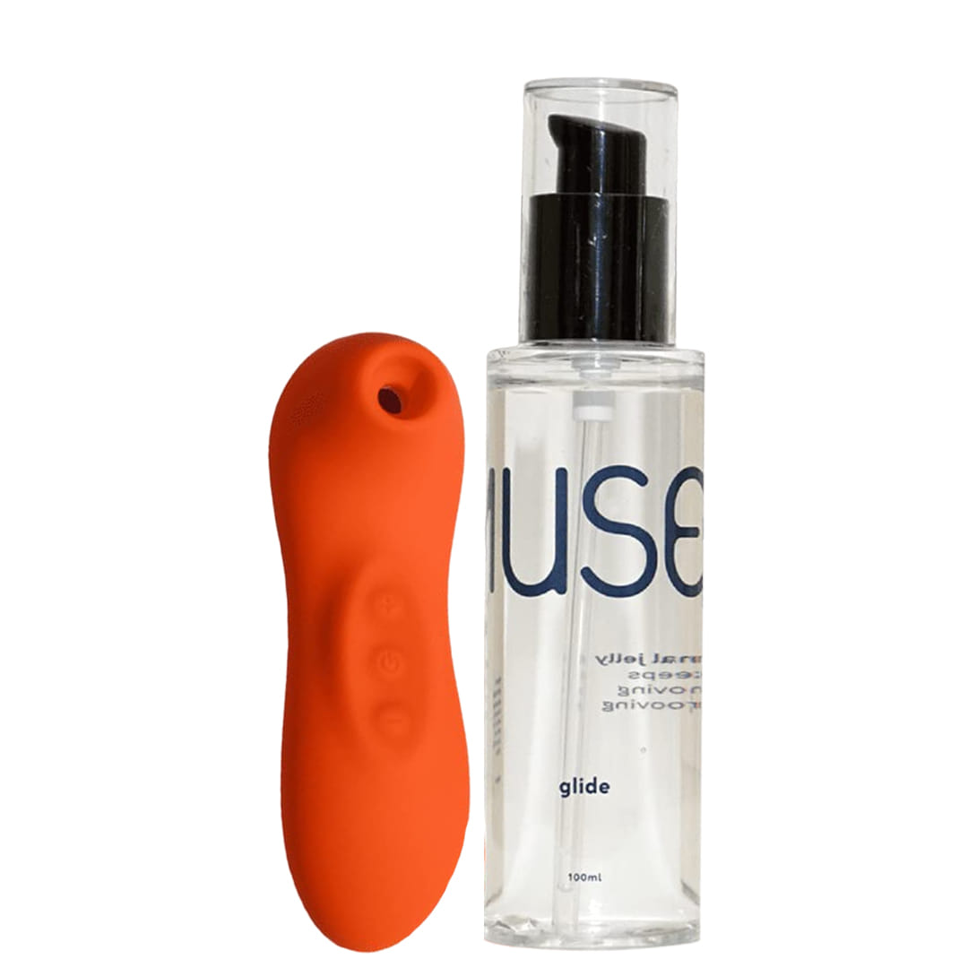 MYMUSE Combo of Breeze Personal Body Massager For Women (Flaming Tangerine) & Glide water based lube (100ML)