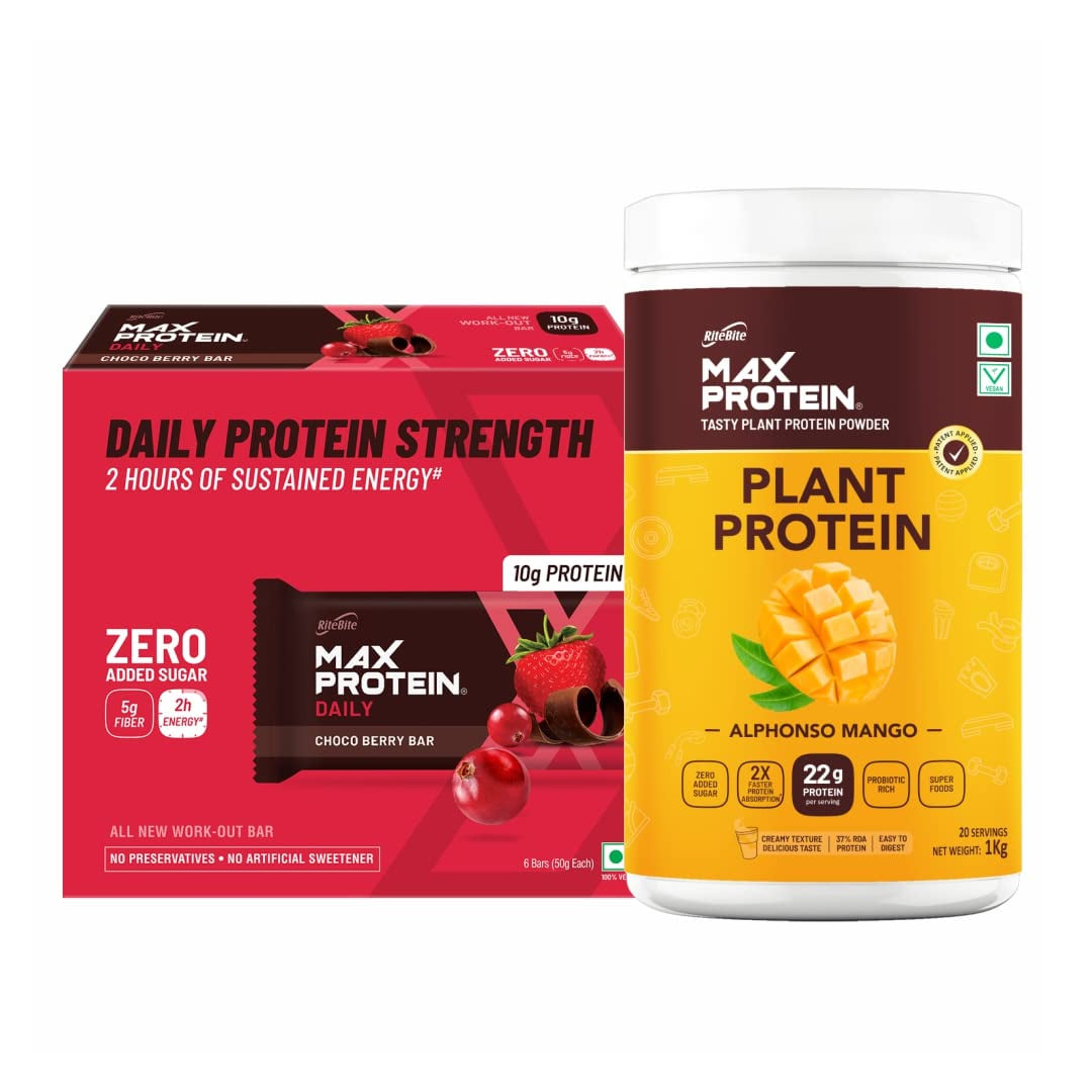 RiteBite Max Protein Daily Choco Berry 10g Protein Bar [Pack of 6 ...