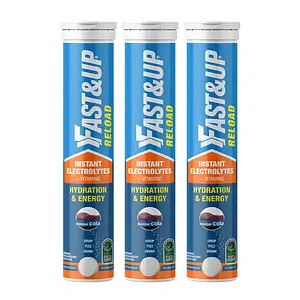 Fast&Up Reload electrolyte energy and hydration - sports drink - 20 effervescent tablets - Cola flavour (Pack of 3)