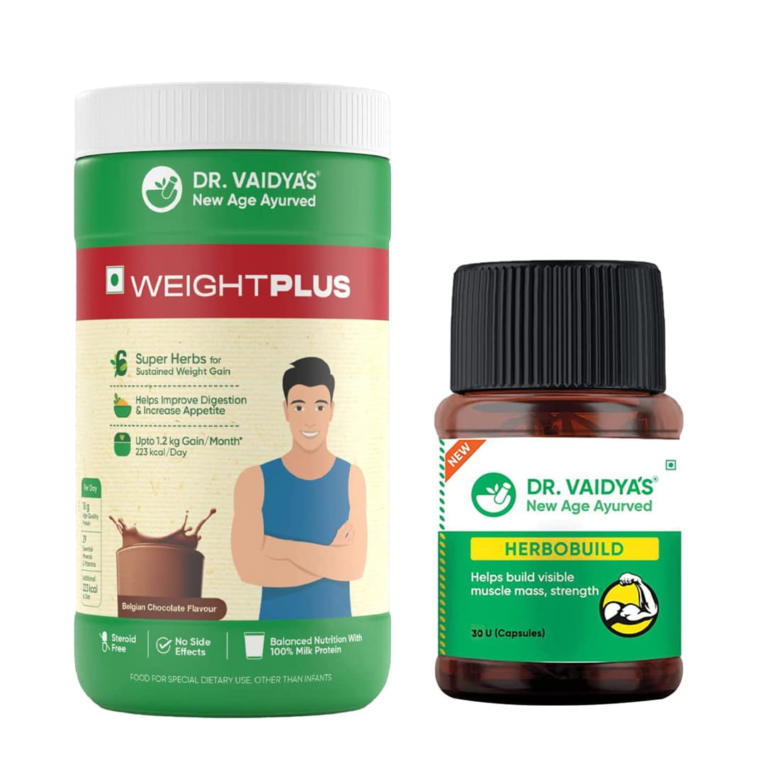 dr vaidya's Dr. Vaidya's Weight Gain Combo: For Healthy Weight & Muscle Gain (1 Weight Plus + 1 Herbobuild free)-picture-22