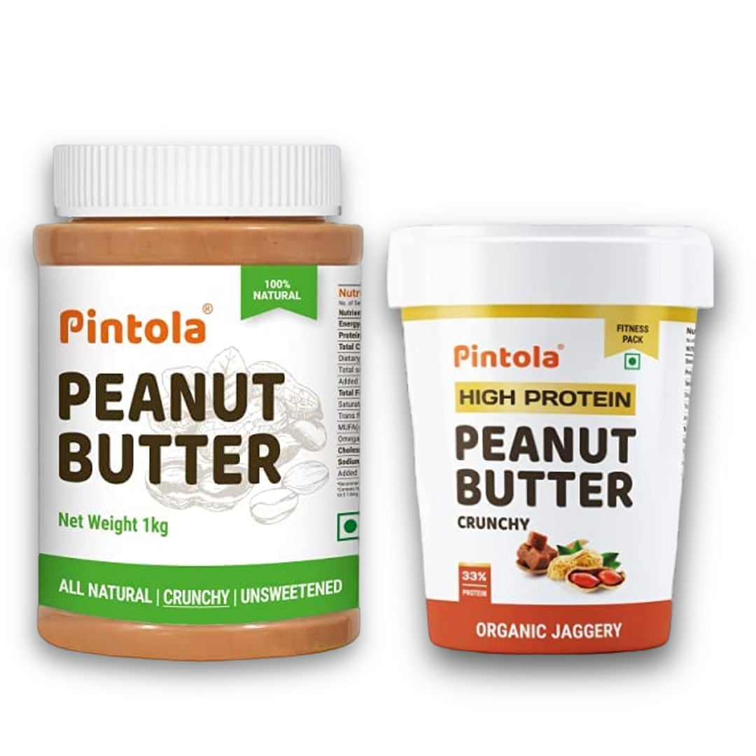 

Pintola All Natural Peanut Butter (Crunchy) | Unsweetened | 30g Protein | Non GMO | Gluten Free | Vegan | Cholesterol Free (1kg) & Pintola HIGH Pro...