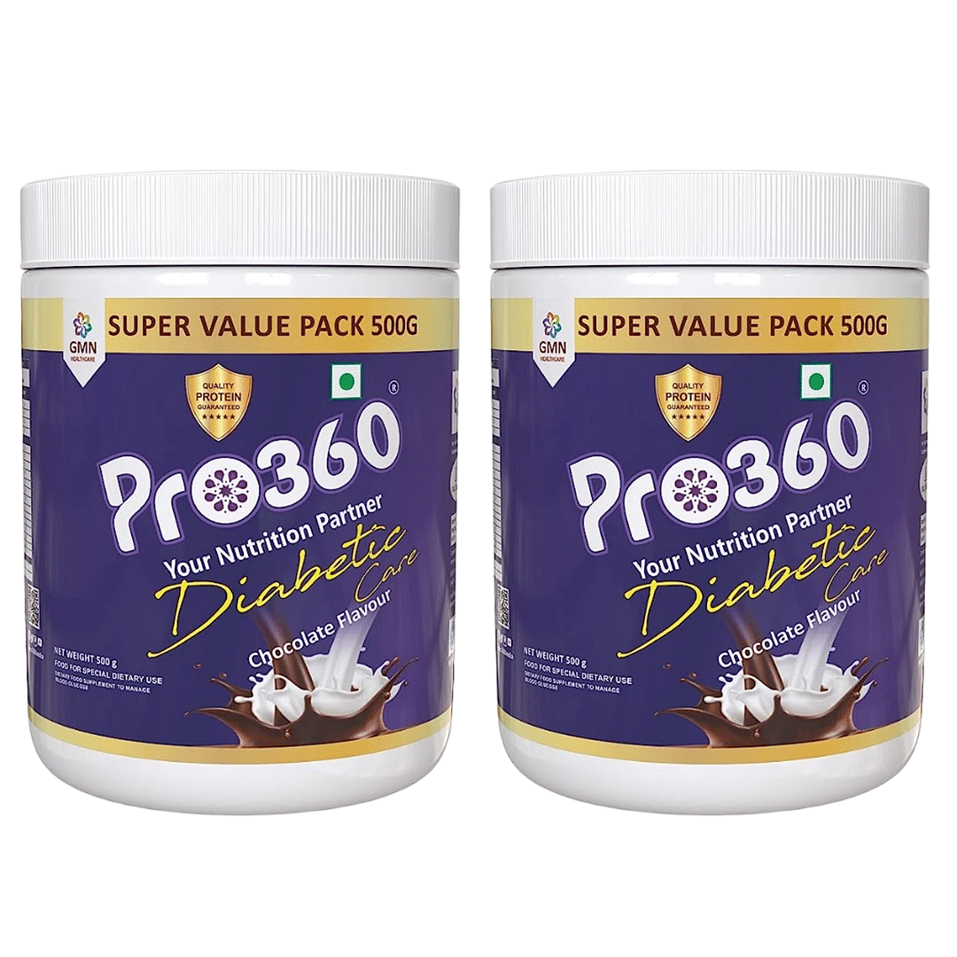 

Pro360 Diabetic Care Protein Powder for the Dietary Management of People With Diabetes - Helps in Managing Blood Glucose -Chocolate (500 + 500g) Pa...