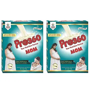 Pro360 MOM Maternal Nutrition Protein Supplement Powder for Pregnant Women during Pregnancy – French Vanilla (400+400)g Pack of 2