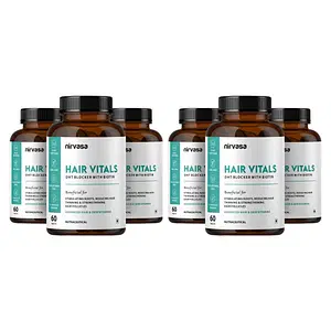 Nirvasa Hair Vitals DHT Blocker with Biotin Tablets with Beta-Sitosterol & Stinging Nettle Root Extract | Hair Vitamins for Men & Women - 60 Tablets Set of 6