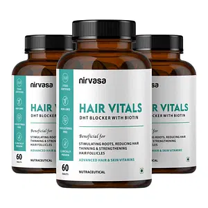 Nirvasa Hair Vitals DHT Blocker with Biotin Tablets with Beta-Sitosterol & Stinging Nettle Root Extract | Hair Vitamins for Men & Women - 60 Tablets Set of 3
