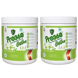 Pro360 Ortho Bone and Joint Protein Supplement Powder for Orthopedic Care with Natural Herbal Extracts, Diabetic Friendly - Vanilla Flavour, 250+250g Pack of 2