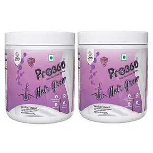 Pro360 Hair Grow Protein Powder for Healthy Hair Growth Nutrition Supplement for Men and Women - Enriched with Biotin and Green Apple Skin Extract - Vanilla Flavor (250+250)g Pack of 2