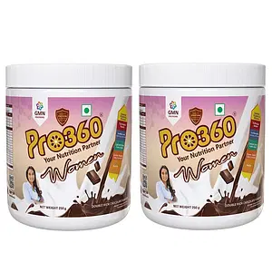 Pro360 Women Protein Powder Nutritional Health Supplement with Calcium, Iron, Evening Primrose for Overall Women Wellness – Double Rich Chocolate Flavor (250+250)g Pack of 2
