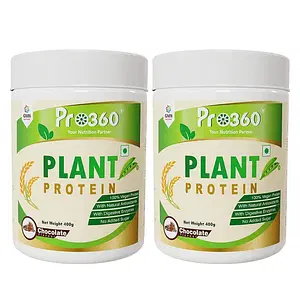 Pro360 Plant Based High Protein Powder (75g protein per 100g) for Men and Women, Lactose Free - 100% Vegan (Pea Protein, Brown Rice Protein, Green Tea Extracts) - 400g Chocolate Flavour Pack of 2