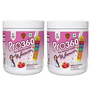Pro360 Women Protein Powder Nutritional Health Supplement with Calcium, Iron, Evening Primrose for Overall Women Wellness – Strawberry Flavor 250+250G (Pack of 2)
