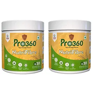 Pro360 NutriFibre Water Soluble Prebiotic Dietary High Fiber Supplement Powder for Digestive Health - Helps To Manage Diabetes, Weight Management (Unflavored) - 250+250g Pack of 2