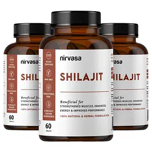 Nirvasa Shilajit Tablet, to boost Testosterone Levels, Vigour and Stamina for Men, Vegeterian Tablet, 3B (3 x 60 Tablets)