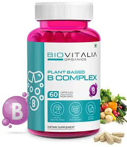 BIOVITALIA ORGANICS Plant Based B-Complex | Helps in Reducing Stress & Boost Immunity | Healthy Digestive Tract. (60 Capsules)